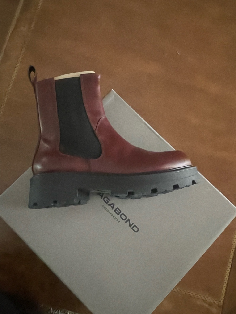 Vagabond Leather Chelsea Boot in Brown with Black Sole